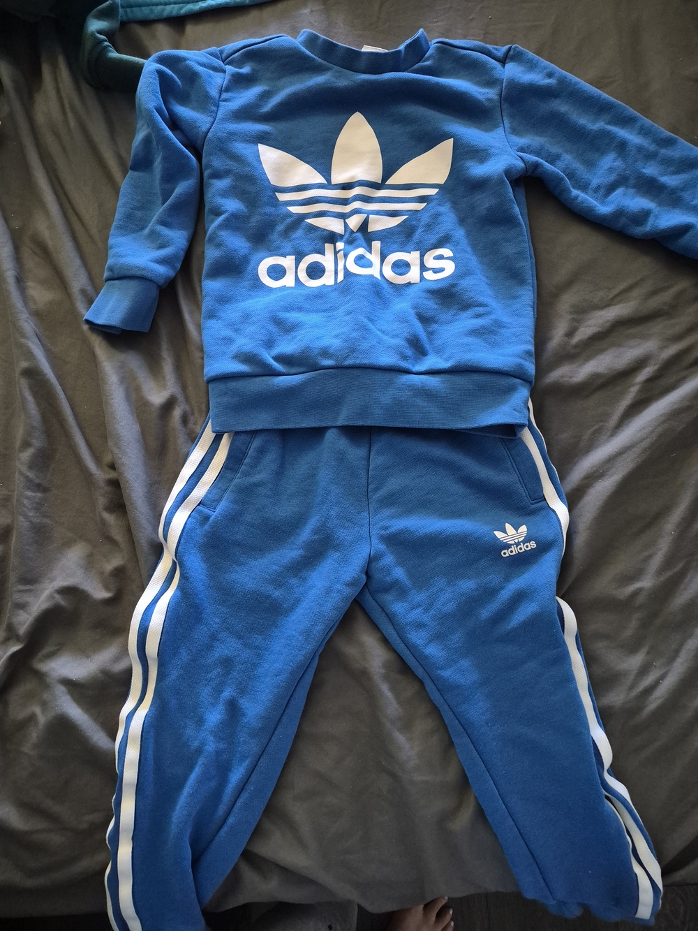 adidas Blue Kids Sweatpants & Joggers with White Logo